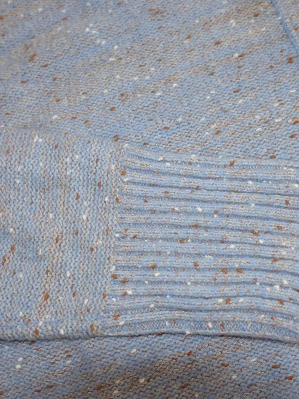 J. Jill Women's Crewneck Sweater Petite Size XS Speckled Blue Brown White Cotton